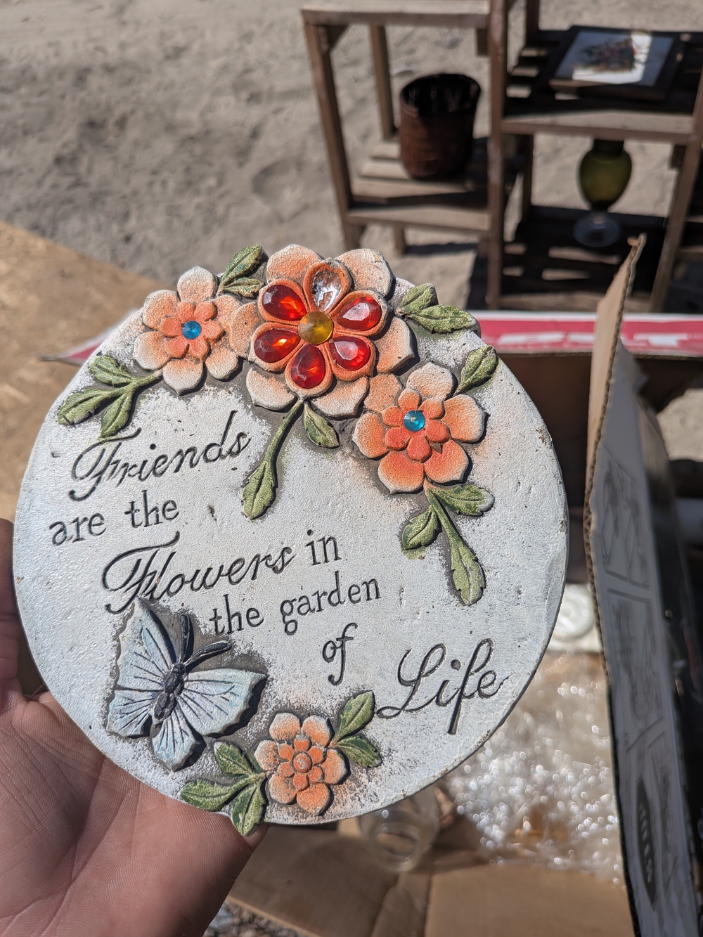 Friends Decorative Floral Plaque - Orange Accent
